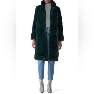 Apparis Long Faux Fur coat  Size L deep green